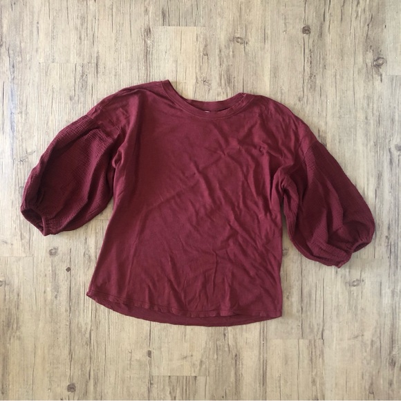 Anthropologie Brown shirt with puffy sleeves Large - Picture 1 of 4